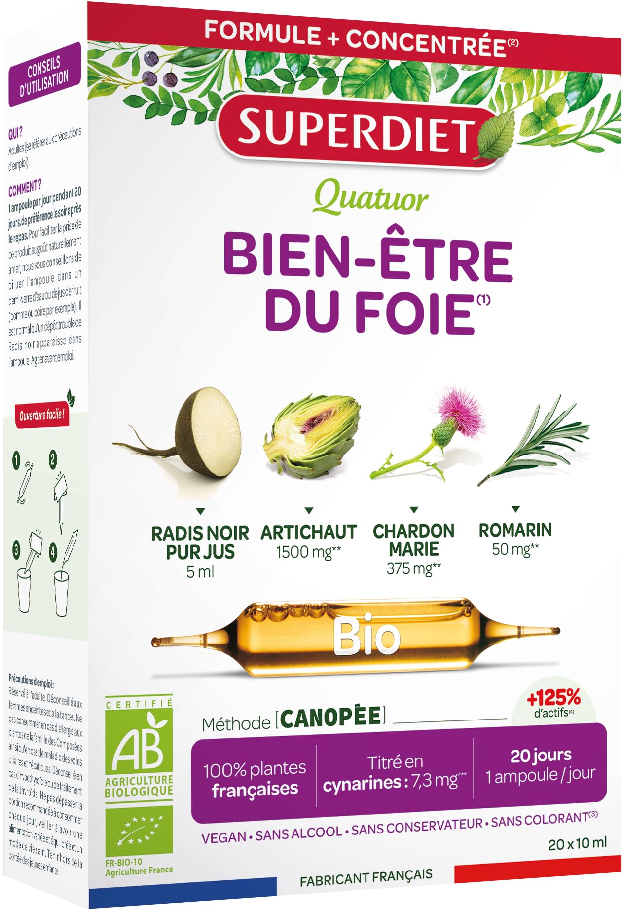 QUATUOR DIGESTION BIO – Bien-être du foie – Radis Noir Artichaut Chardon Marie Romarin