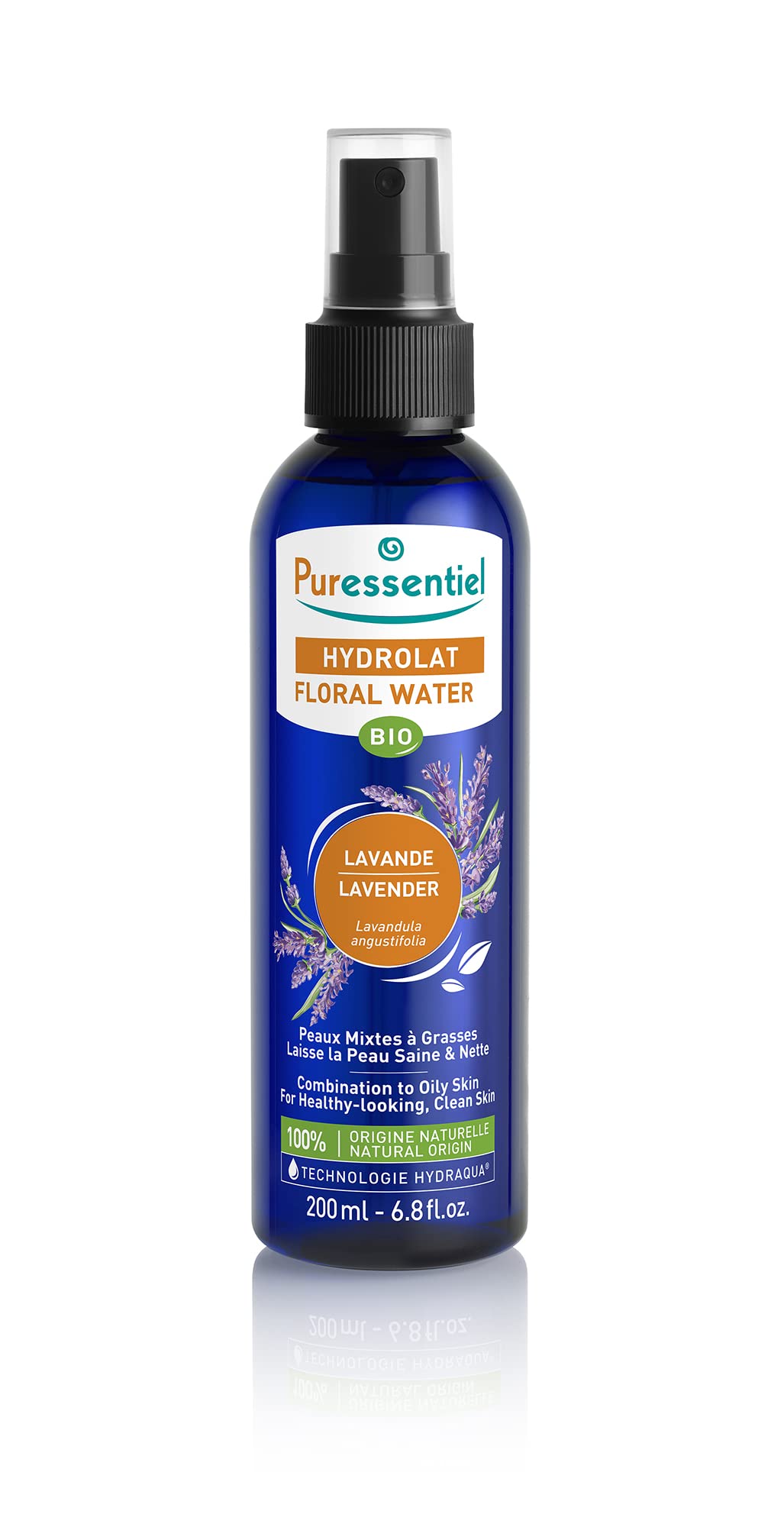 Hydrolat de Lavande Bio – Puressentiel – Idéal pour peaux mixtes à grasses, sujettes aux imperfections – Calme et apaise les états de stress – 200 ml