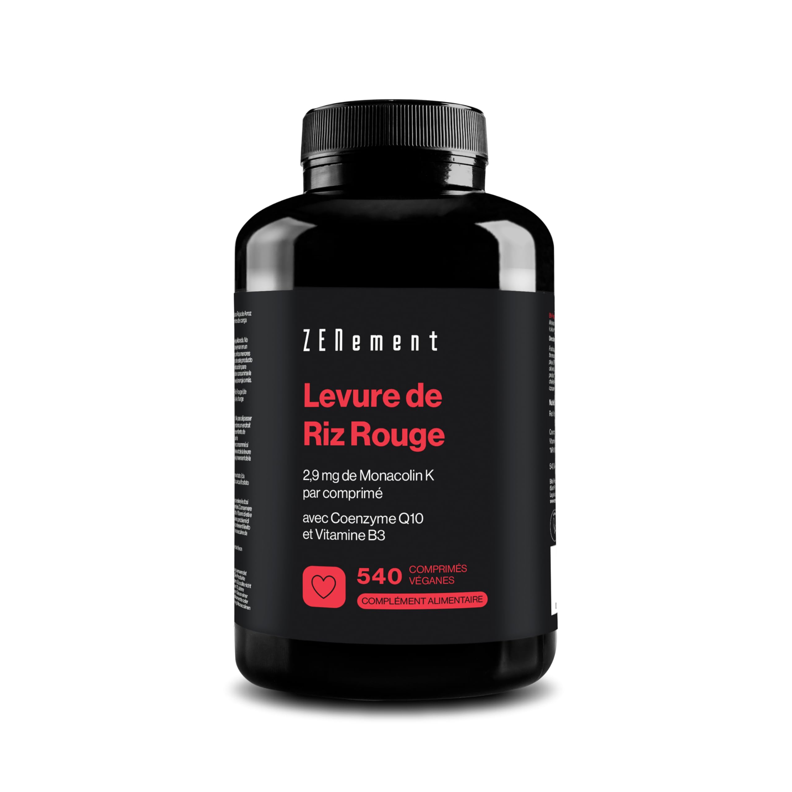 Levure de Riz Rouge, 2,9mg de Monacoline K, Enrichie en CoQ10 & Vitamine B3 | Sans Citrinine