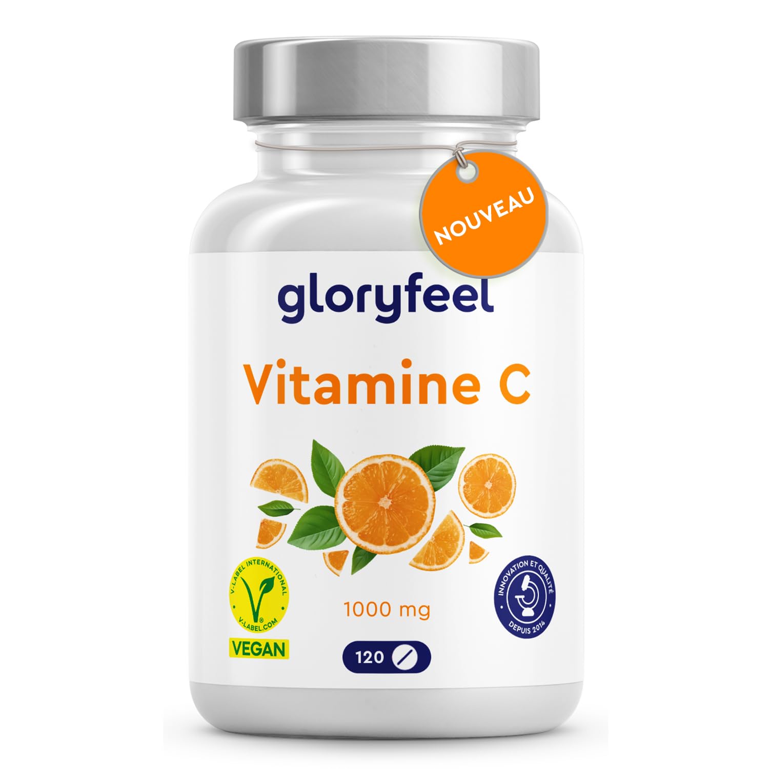 Vitamine C 1000mg, Antioxydant, Système Immunitaire, Peau, & Fatigue, 120 Comprimés, L Acide Ascorbique Pure
