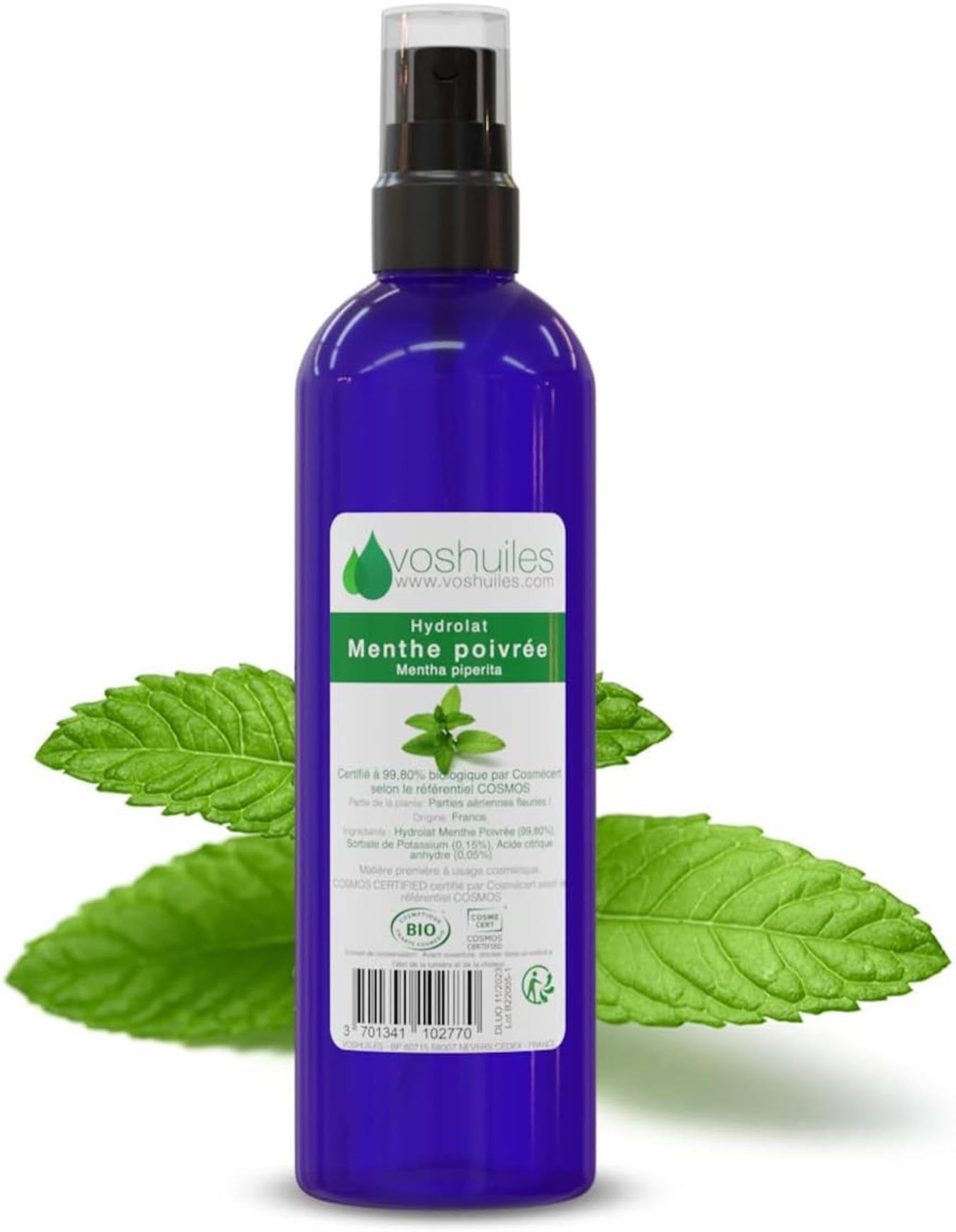 Hydrolat de Menthe Poivrée COSMOS – 100ml – Pur et Naturel – Rafraîchissant pour Peaux Ternes et Fatiguées – Distillation de Sommités Fleuries